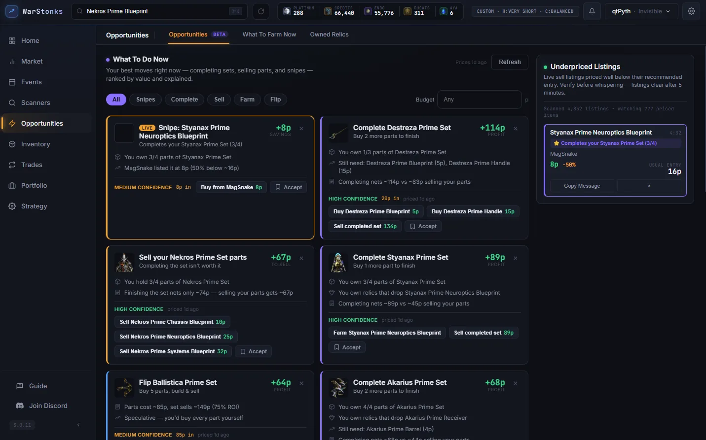What To Do Now: ranked moves with the profit math already done